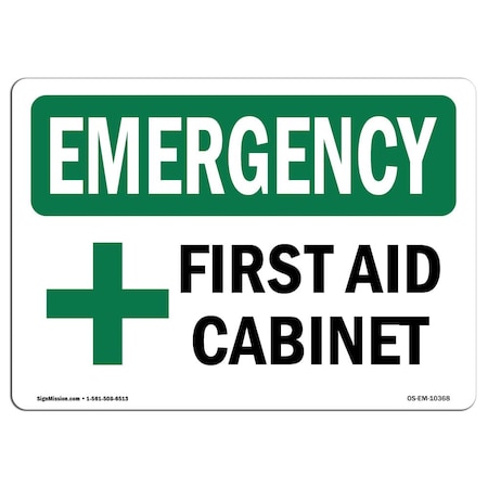 Signmission Safety Sign, OSHA EMERGENCY, 5" Height, First Aid Cabinet, Landscape OS-EM-D-57-L-10368